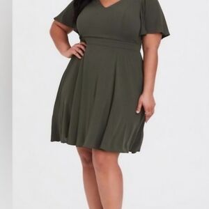 Torrid Olive Mini Dress Size One  (16 to 18)